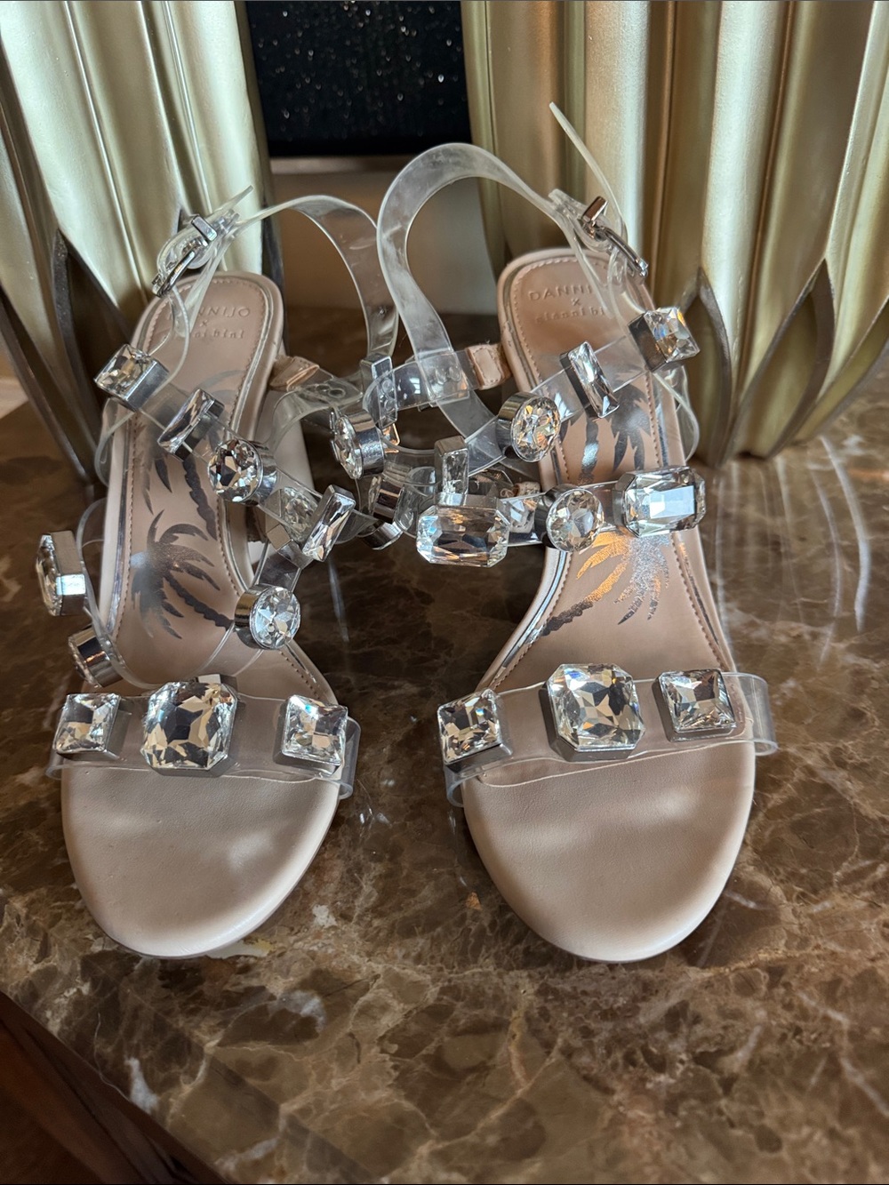 DANNIJO Clear Jewel-Strap Sandals with Crystal Accents